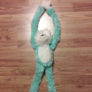 Monkey New Hanging Velc*ro Hands Attached Green White 31" Long Monkey Sound